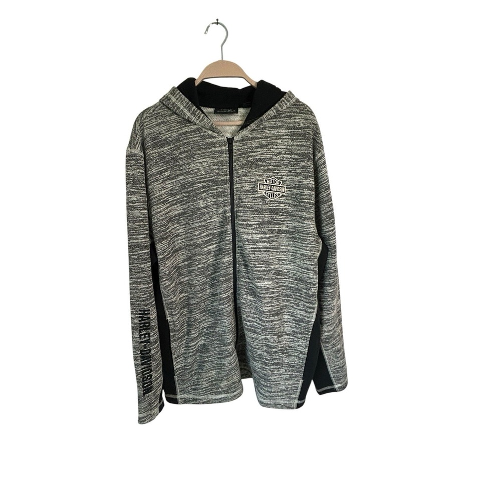 Harley Davidson Men's Gray Space Dye Long Sleeve Full Zip Hoodie‎ Size XL